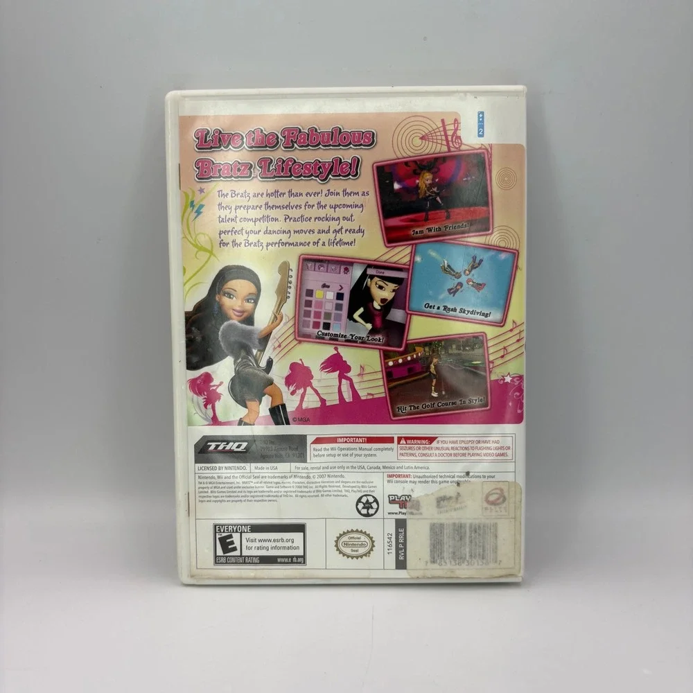 THQ Bratz Girlz Really Rock Nintendo Wii Pink Good Music Game RVL-RRLE‎